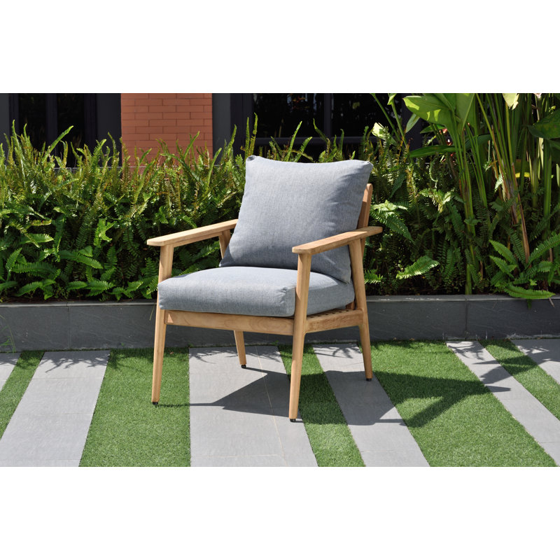 Brayden Studio Darrah Deep Seating Teak Patio Chair with Cushions Wayfair